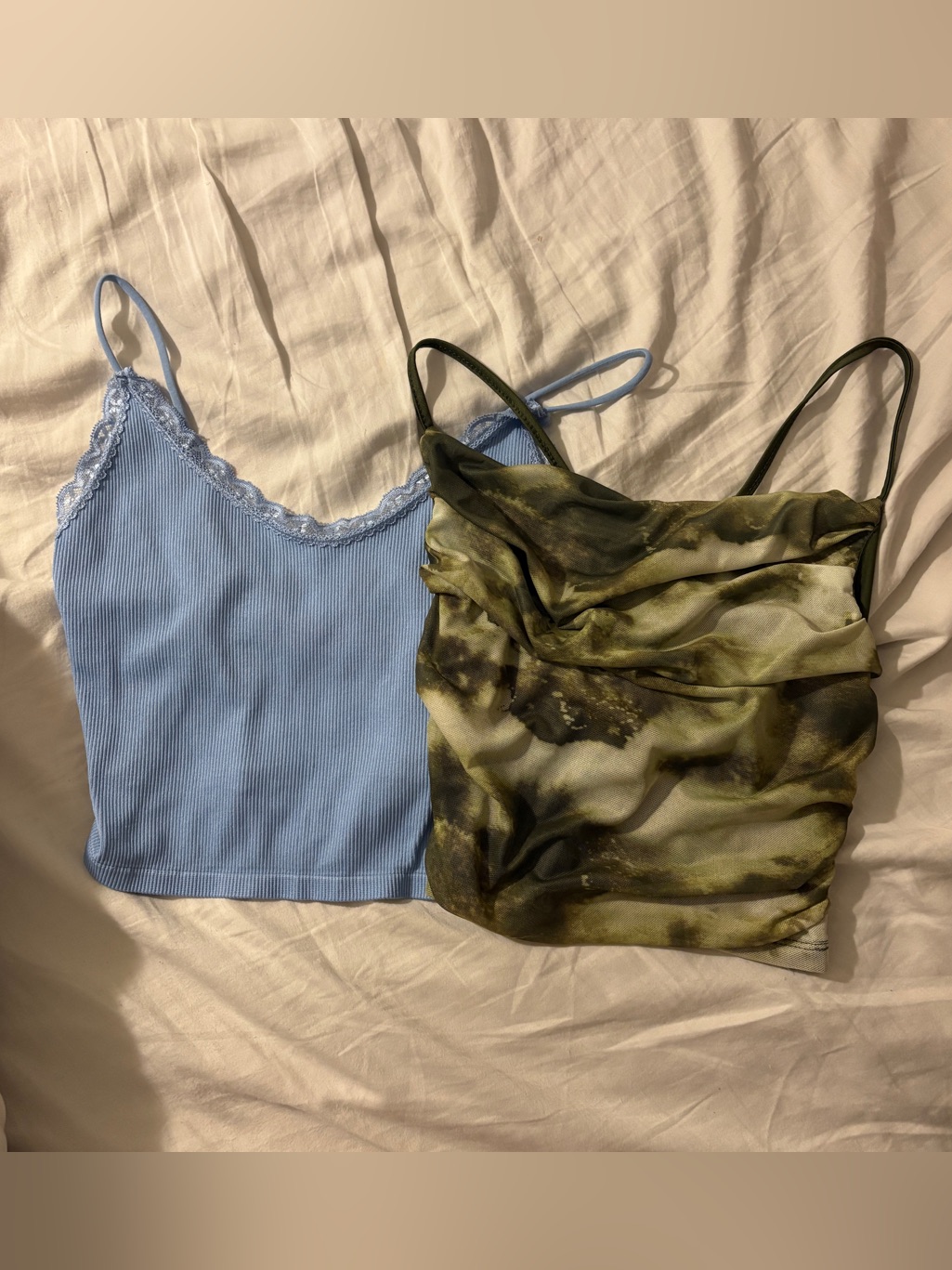 Set Of Two Cropped Cami Blue And Green Tank Top Bundle Size Small